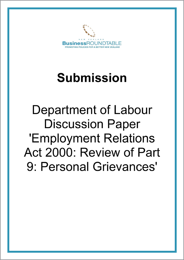 Submission Dept of Labour Employment Relations Act 2000 cover