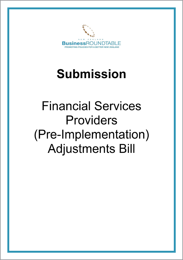 Submission Financial Services Providers Pre implementation Adjustment cover