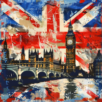 zeusjam uk flag and big ben in an artistic style 5963564d 8419 4e87 aad3 45edd1c8db19