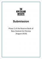Submission cover Phase 2 of the Reserve Bank of New Zealand Act Review August 2019
