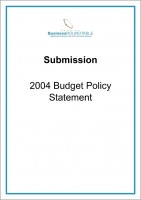 Submission 2004 Budget Policy Statement cover2