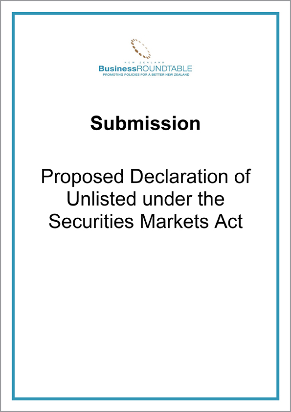 Submission Proposed Declaration of Unlisted under the Securities Markets Act