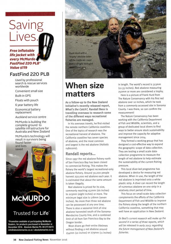 Randall article NZ Fishing News Nov 1017